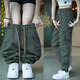 Chang Luzhu autumn casual pants men's loose foot ties sports Harun work trousers casual style 689 gray plush XL