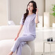 
LangSha pajamas for women for summer thin 2025 new pure cotton short-sleeved trousers home clothing set summer cotton can be worn outside 7374 bean green L 100-120Jin [Jin equals 0.5 kg]