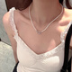 DR-FLVVS Pearl Pendant 18k Gold Plated Paperclip Buckle Necklace New Chinese Jadeite Pendant Silver Universal Chain