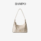Bampo Jinyuan bag, first-layer cowhide HOBO bag, 2025 new textured soft leather cross-body armpit bag, shoulder bag, black carbon 930