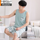 Modal Pajamas Los pantalones cortos para el chaleco de hielo de verano para hombres para los chalecos para hombres para hombres, el atuendo sin mangas transpiradoras delgadas M1047 gris azul M [recomendado 100-120 Jin [Jin iguala 0.5 kg]]]