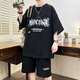 Neues Sommer-Kurzärmel-T-Shirt für die Junior High School und Schülerinnen der Männer für Männer für junge Menschen für den trendigen hübschen großen Kindersommer-Sommeranzug NZJ-6626 Hellblau (Top + Shorts) L 105 bis 115 Jin [Jin gleich 0,5 kg]