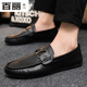 Belle Schuhe für Männer, lef doudou Lederschuhe, formelle handgefertigte Sportsschuhe britische Herrenschuhe Neue Leichtgewichte Business YL-D829 Black 39
