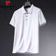 皮尔卡丹（pierre cardin）品牌夏季装男士桑蚕.丝翻领短袖T恤中年冰丝体恤半袖打底POLO衫 hyx-1423翻领短袖T恤白色 3XL