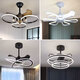 Sanxiong Aurora Nordic fan light 2005 new silent master bedroom restaurant ceiling fan light household integrated chandeliers invisible 9227 black 60cm three-color frequency conversion + voice (