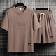 
Lokochi casual sports suit men's summer fashion brand ice silk T-shirt thin shorts large size short sleeves handsome paired with two-piece suit - TZ829 black [top + pants] M Recommended 90-110Jin [Jin equals 0.5 kg]