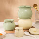 Persson Household High Temperature Resistant Ceramic Lard Jar Kitchen Red Oil Jar Spicy Oil Special with Cover Cream Green Large 1400ML Lard Jar Free Spoon