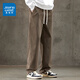 Jeanswest Jeanswest solid color wide-leg men's casual pants 2025 spring new loose versatile straight-leg trendy men's long pants JS9901 khaki L