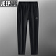 JEEP SPIRIT吉普纯棉运动裤男夏季薄款大码宽松男裤中老年爸爸休闲裤子春秋季 7027直筒黑色 2XL