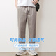 Woodpecker Casual Pants Men's Summer New Loose Breathable Straight Workwear Trendy Youth Nine-Point Long Pants Men 9904 Khaki Gray XL