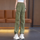 定原绿色美式工装裤女夏季薄款直筒裤2025新款高腰宽松阔腿速干运动裤 9929黑色【夏款】 S /26【80-95斤】
