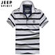 吉普（JEEP）高档短袖t恤条纹纯棉2025夏季新款潮流修身半袖p0lo衫翻领上衣服 683绿色 XL