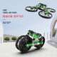 Drone terrestre et aérien pour enfants moto déformée caméra aérienne quadrirotor avion télécommandé garçon cadeau jouet moto terrestre-air photographie aérienne vert peut prendre des photos batterie secondaire 2 piles + accessoires