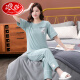 LangSha pajamas for women in summer pure cotton 2025 new short-sleeved trousers home clothing set for thin cotton suit 7374 bean paste powder 2XL X140-160Jin [Jin equals 0.5 kg]
