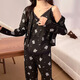 
RONGXITU Women's lace pajamas with chest pads, three-piece set for outdoor wear, spring, summer and autumn gray student style, three-piece set WX13803 gray (with chest pads) 170 M (80-100Jin [Jin equals 0.5 kg])