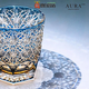Quality Edo Kiriko crystal cup AURA aposS blue daisy crystal glass high-end handmade small blue daisy classic gift box