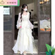 Nyckjk Prinzessin Kleid 2024 NEU NEUER Kurzärärmungs-Frühlingslicht-Hochzeitskleid-Design Feel Taille Hugging French Erst Liebe sanftes weißes Mondlicht Off-weißes Kleid kurzärmelige Eingröße L 110-120jin [Jin gleich 0,5 kg]