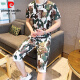 皮尔卡丹（pierre cardin）轻奢欧货短袖男装夏季潮牌潮流高端冰丝速干t恤男士穿搭一整套装 829卡其色套装 2XL 适合135-150斤