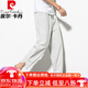 皮尔卡丹（pierre cardin）裤子男夏季男裤薄九分裤中国风棉麻长裤大码萝卜裤条纹亚麻9分裤 藏青色 M 90-115斤