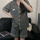 
Catman (MiiOW) Korean version simple solid color pure cotton pajamas women's short-sleeved shorts summer high-end two-piece dormitory home clothing set 9905# dark gray M 80-100Jin [Jin equals 0.5 kg]