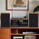 Heritage family tape player CD tape vinyl multi-function split external speaker vinyl record player retro gramophone small Bluetooth speaker vinyl CD tape multi-function external speaker oak color