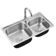 TOTOl official direct sales sink double-slot kitchen stainless steel sink thickened 304 dish basin sink dish thick 68*38 hot and cold stainless steel faucet set