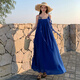 
Women's 2025 new French-style Sanya Seaside Holiday Long Dress with European M summer blue suspender dress 9712 Blue S