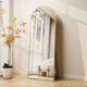 Sentai Bear Mirror Full-body Clothing Mirror Household Rounded Corner Fitting Mirror Arched Wall-Bedroom Ins Golden Rounded Corners-Backed Bracket-Exquisite Aluminum Frame 60*165CM Ultra Silver Mirror-Clear Imaging