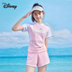 迪士尼（Disney）女童泳衣分体式中大童夏少女带胸垫游泳衣女孩运动青少年泳装 9858牛奶丝黑灰色 均码 10-15岁【50-75斤】