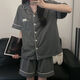 
Catman (MiiOW) Korean version simple solid color pure cotton pajamas women's short-sleeved shorts summer high-end two-piece dormitory home clothing set 9905# dark gray M 80-100Jin [Jin equals 0.5 kg]
