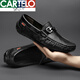 CARTELO men's shoes hollow bean shoes men's 2025 summer new style breathable soft leather soft sole casual leather shoes 9905 black 39