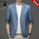 Playboy summer ice silk suit men's casual sun protection suit small suit thin cool single western jacket men's top 718# blue 4XL