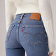 Levi's李维斯暖绒女士724高腰修身美式直筒显瘦通勤中蓝色牛仔裤 中蓝色 28 (28)