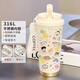 Maishute Crayon Shin Shin Thermo Straw Gran capacidad Boca de doble cubierta para estudiantes, hombres y mujeres llevan consigo nuevas tazas de agua con alta apariencia CKY679 Shin Shin + con Acero inoxidable de Lanyard 316
