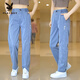 Playboy Laiser Tensi Jeans for Men Loose and Smooth Wide Legs Trendy Brand Summer Long Pants 2025 1048 Gray L [Suggested 115-135Jin [Jin equals 0.5 kg]]