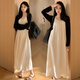 
Jingqi (JOYNCLEON) maternity suit spring and autumn 2025 new fashion loose strap suspender dress sun protection cardigan two-piece suit black cardigan + white apricot suspender skirt Jtz15606 M