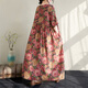 Jiandang grande taille Vêtements pour femmes Fat MM printemps et été rond des fleurs littéraires Bohemian Style de vacances robe longue 16834 Fleurs roses uniques [200jin [Jin est égal à 0,5 kg] ci-dessous]