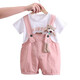 Disney (Disney) Girls Summer Anzug Set 2025 Neue Kinderbaby Kurzarm Overalls Mode Kleidung Zwei-teilige Set Trendy Pink Hz Bärenkopfband 73 cm