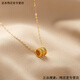 Peerless Love Lao Fengxiang Lao Fengxiang 18k gold color small waist pendant niche light luxury transfer beads versatile clavicle link road Lao Fengxiang small waist lucky wheel Lao Fengxiang single pendant + gold-plated necklace
