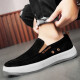 Zapatos de lona zapatos para hombres primavera y verano transpirable zapatos perezosos de un pie suave sole casual viejos zapatos de tela beijing a mediados de 2 gris-xj 43