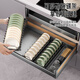 
Aux kitchen pull-basket cabinet drawer-type thickened double-layer space aluminum bowl basket pot bowl chopstick storage rack bowl and dish storage rack [wood grain style 700 cabinet] cabinet width 655-695
