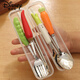 Disney (Disney) Chopsticks y Spoon Juego de vajillas lindo conjunto de vajillas de una persona Conjunto de vajillas portátiles portátiles portátiles y juego de vegetales de cuchara (caja de palillos de cuchara picante)