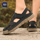 Hailan Home HLA Men's Shoes Summer Casual Sandals Men's Beach Shoes Breathable Outdoor Sandals K088 Black 42
