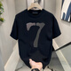 
ROMON men's American fashion handsome ice silk short-sleeved T-shirt men's trendy brand design summer printed round neck half-sleeved top 1506-1-TM6771 black S recommended 90-100Jin [Jin equals 0.5 kg]