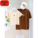 WONST brand parent-child T-shirts for a family of four and three 2025 summer new bear short-sleeved mother-daughter mother-daughter clothing apricot 66 baby crawling clothes