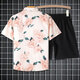 Kurzärärmungshemd Männer sommer gestreiftes Kurzärmel-Hemd Männer lässig losen Lose großärmelige trendige Blumenhemdjacke Sternmuster [Storm 681] xl