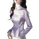 HUALIN FASHION2025早春紫色缎面衬衫新中式高端国风斜襟盘扣衬衣改良旗袍上衣女 紫色 4839 M