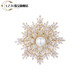 LZJV French eternal design corsage temperament snowflake brooch women's high-end exquisite silk scarf buckle gift platinum gold