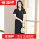恒源祥（hengyuanxiang）Polo领连衣裙纯棉女夏季翻领中长款宽松休闲大码显瘦时尚t恤裙子1 品牌灰色   9859款 S 90-100斤