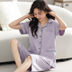 Catman (MiiOW) 100% pure cotton pajamas for women in summer short-sleeved cropped pants middle-aged and young style large-size cardigan suit thin home clothes n9898 short-sleeved cropped pants cardigan M (80-100Jin [Jin equals 0.5 kg])